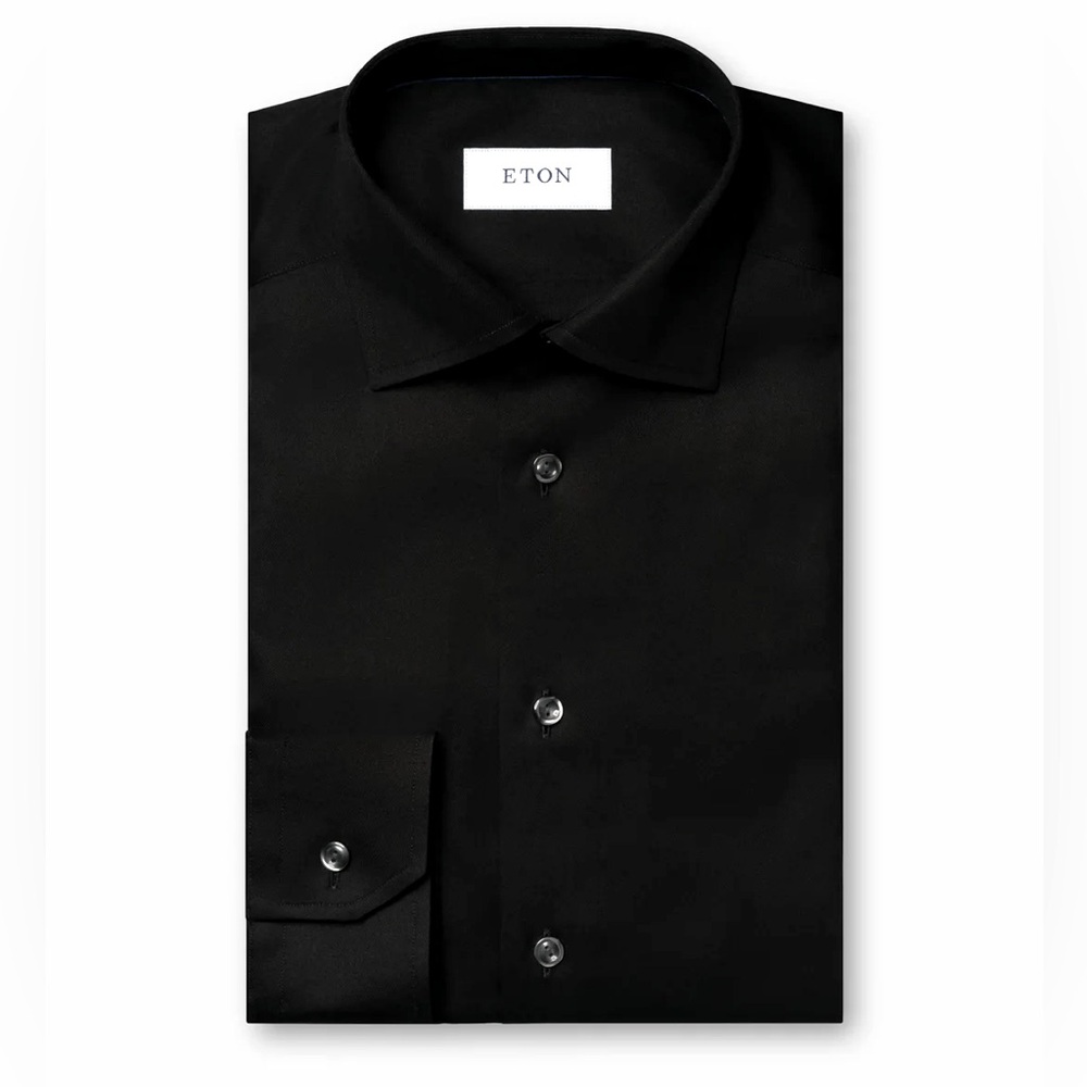 Eton Black Dress Shirt – Size 44 / 18 – Classic Fit – Long Sleeve Formal Shirt